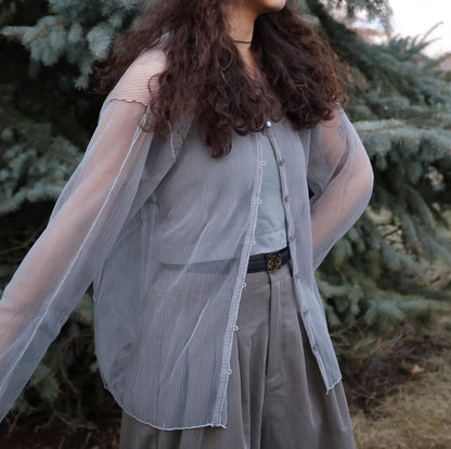 2-Way Tulle Cardigan Sweater