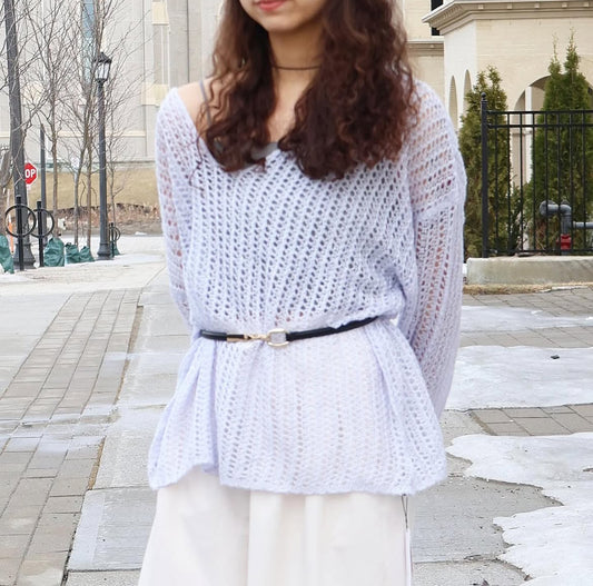 Mohair V-Neck Sheer Knitwear