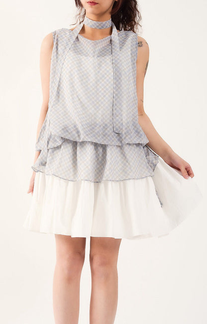 Sheer Plaid Camisole with Neck Strap