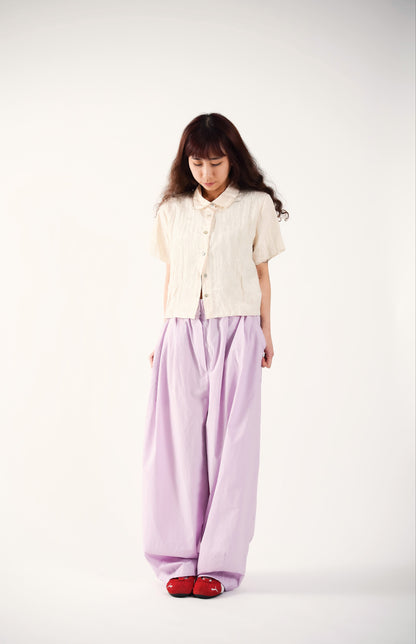 Pink Textured Crop Shirt