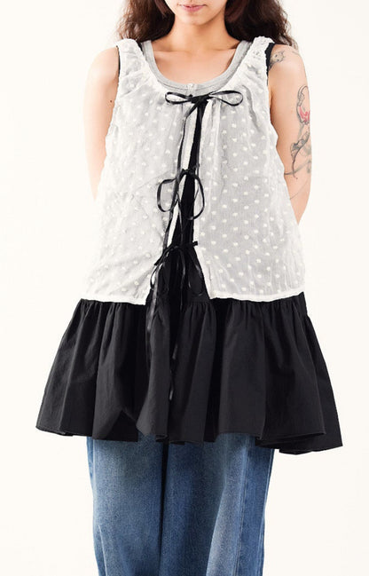 Floral Whisper Lace-Up Top