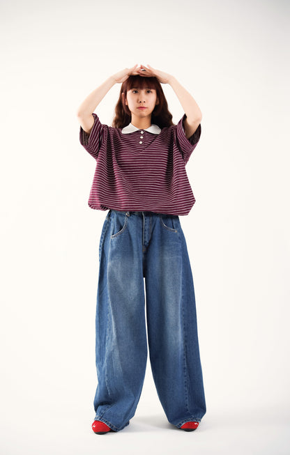 Maroon Striped Polo