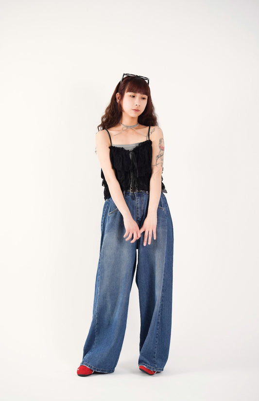Embroidered Ruffle Camisole Top