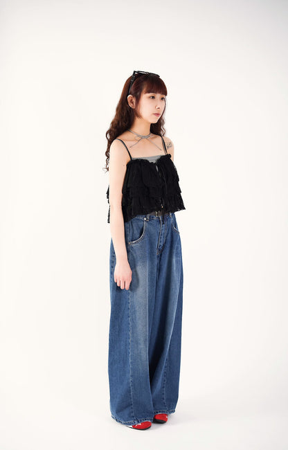 Embroidered Ruffle Camisole Top