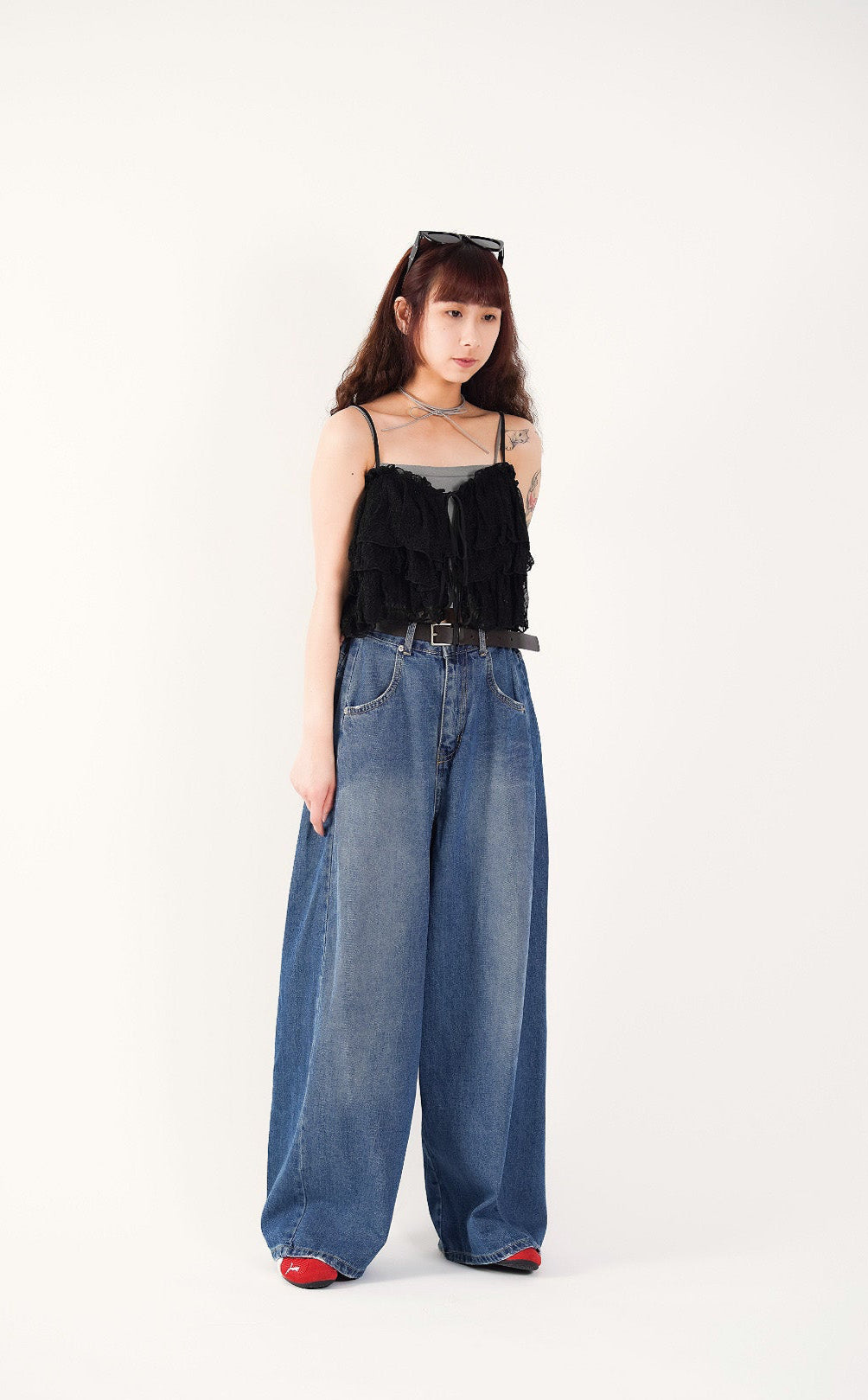 Embroidered Ruffle Camisole Top