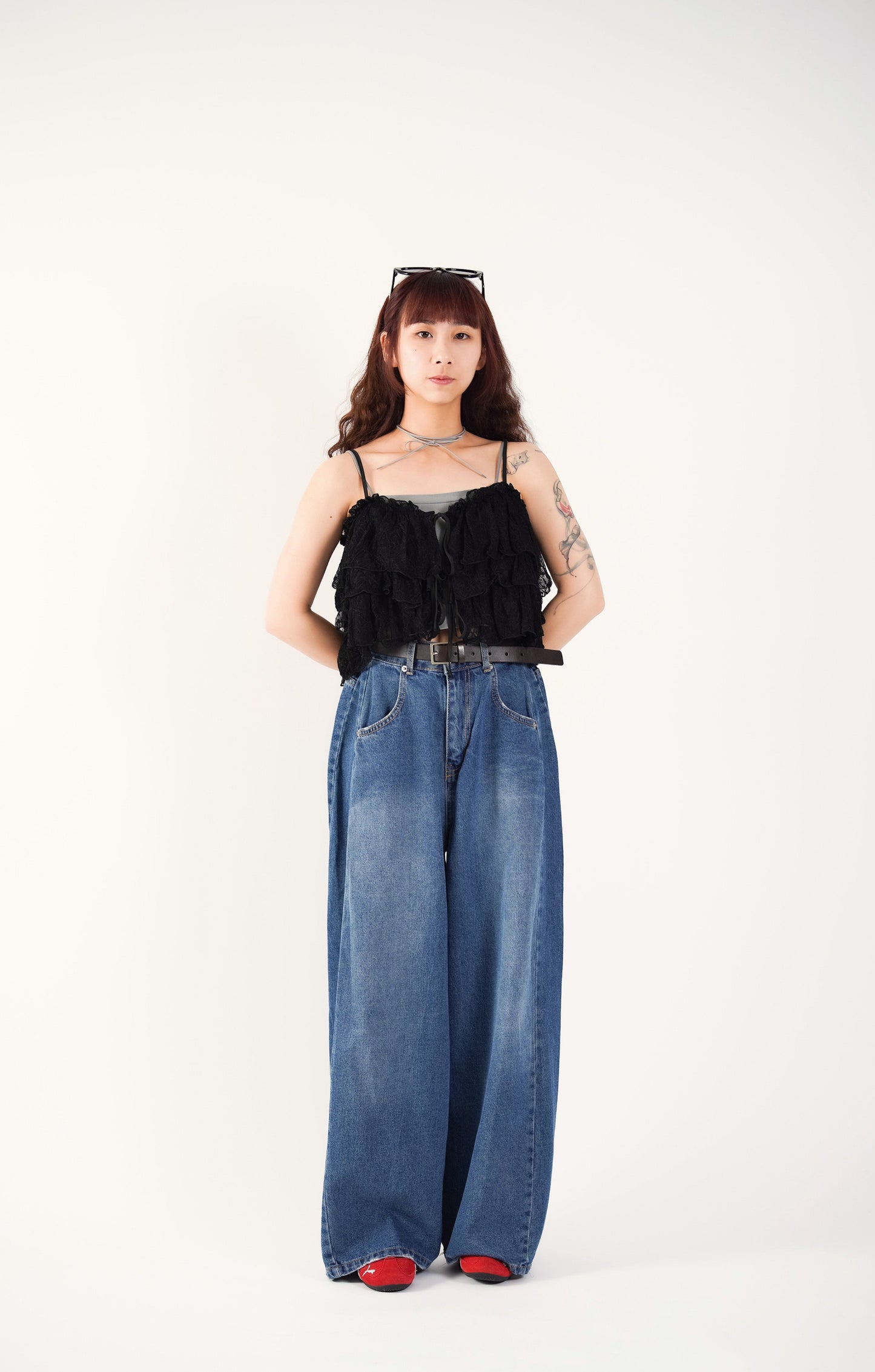 Embroidered Ruffle Camisole Top