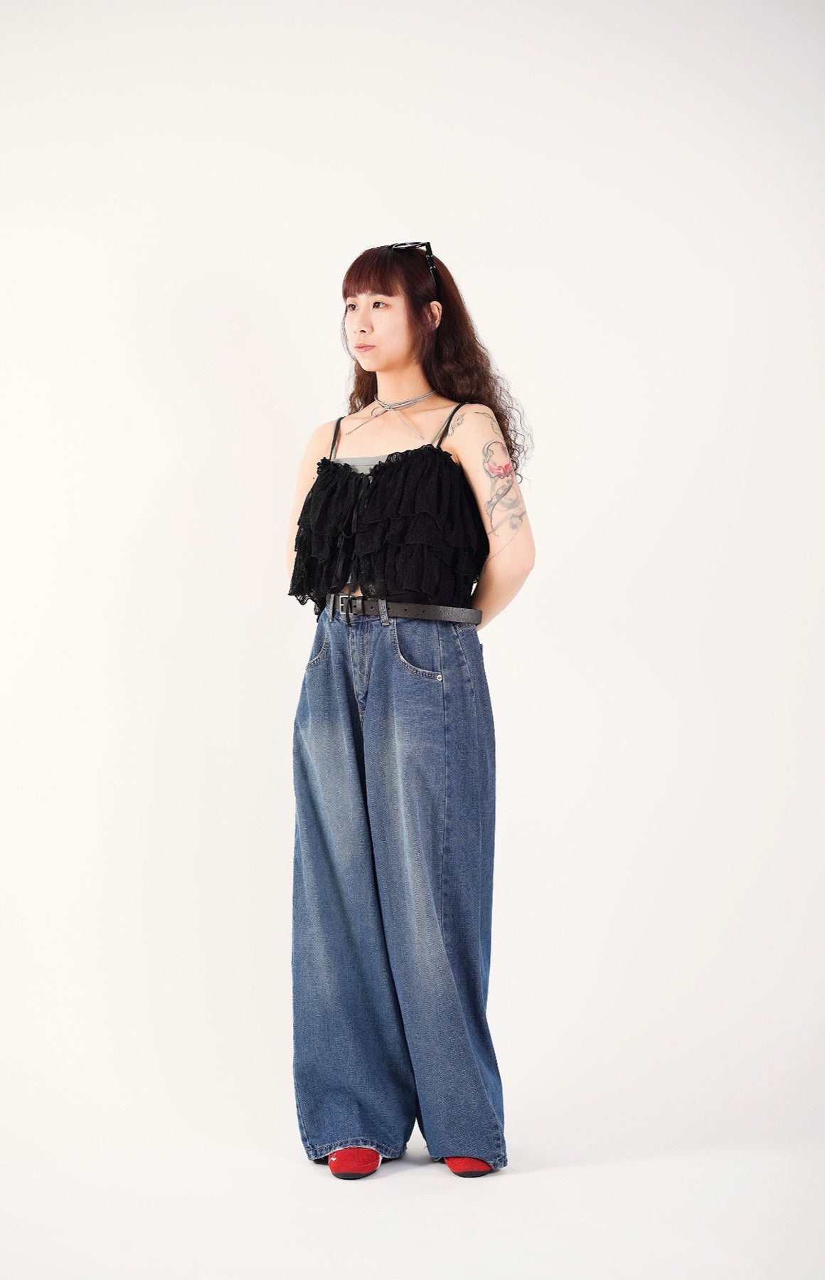 Embroidered Ruffle Camisole Top
