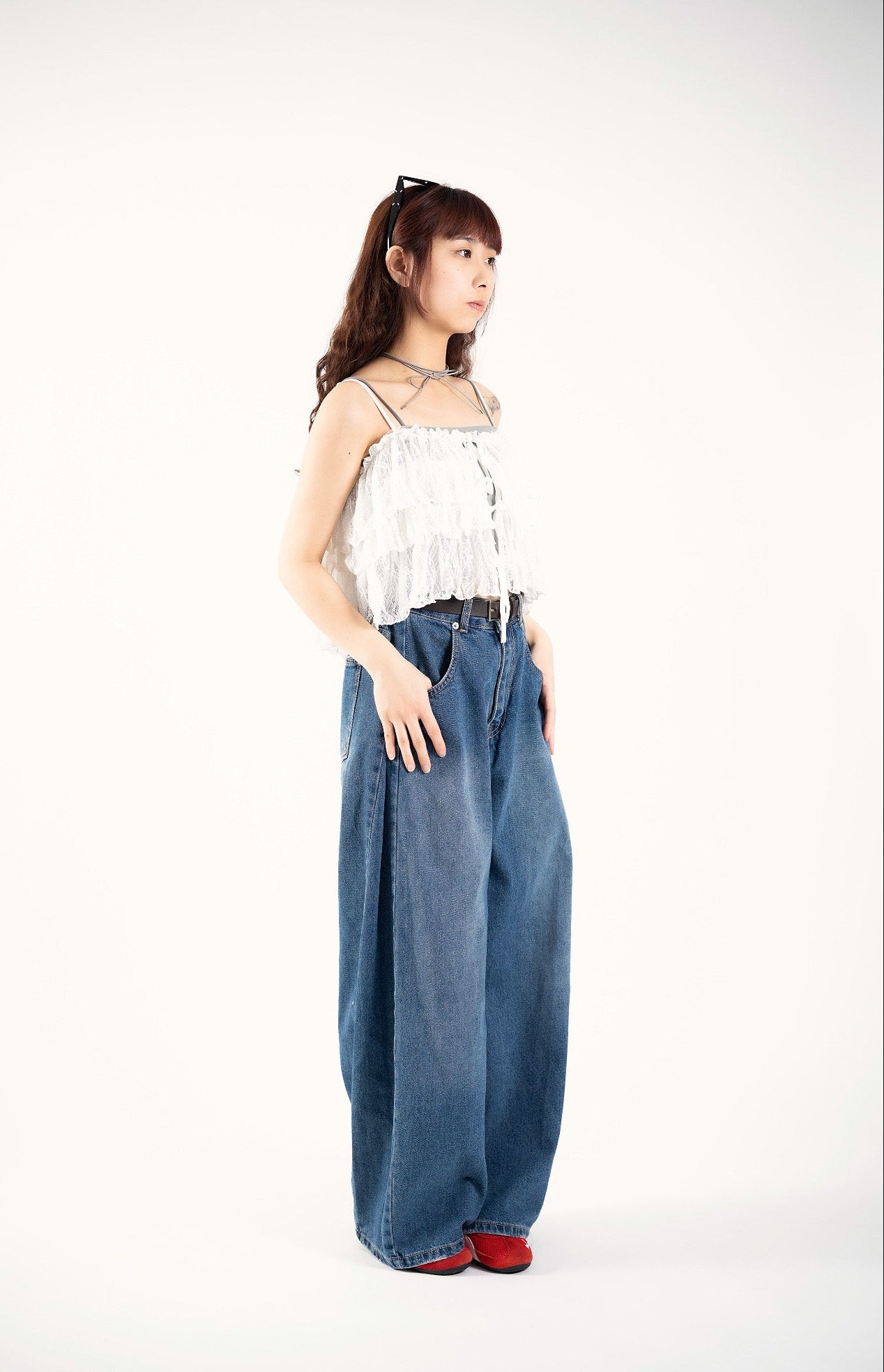 Embroidered Ruffle Camisole Top