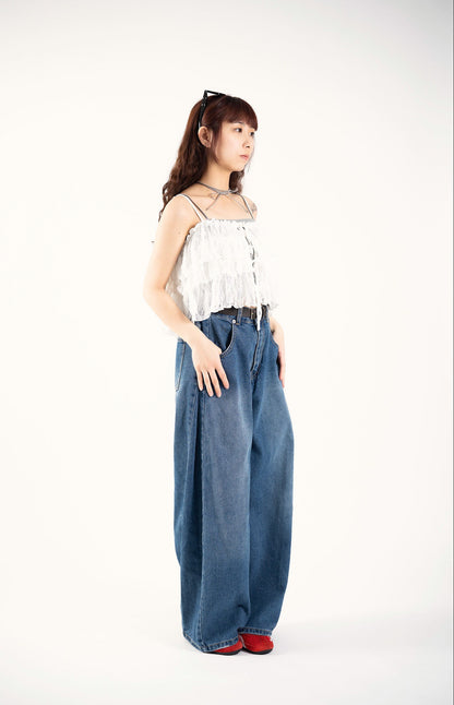 Embroidered Ruffle Camisole Top