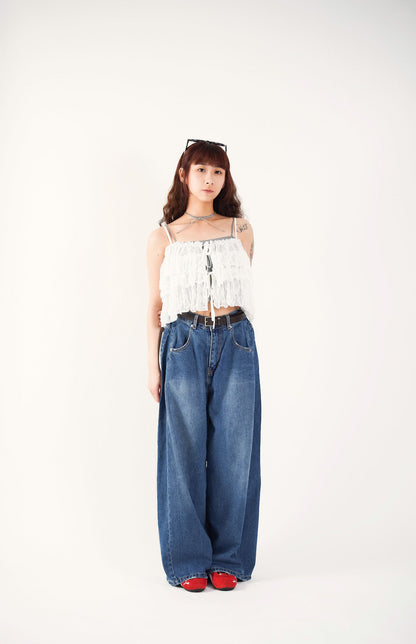 Embroidered Ruffle Camisole Top