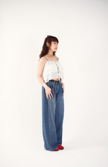 Embroidered Ruffle Camisole Top