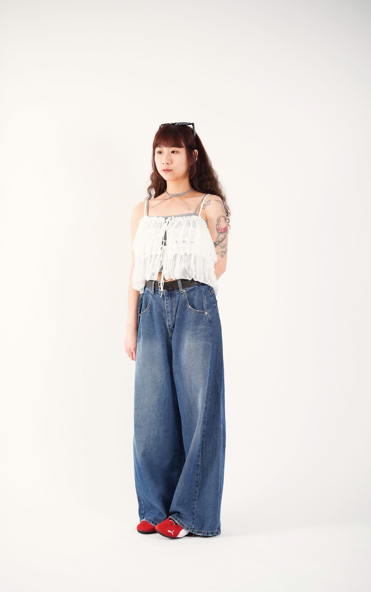 Embroidered Ruffle Camisole Top