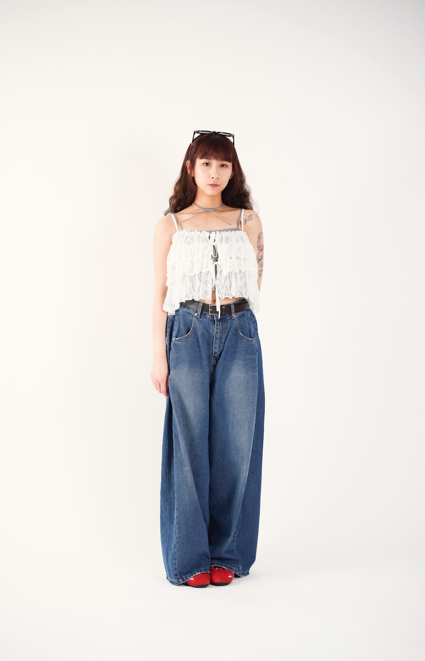 Embroidered Ruffle Camisole Top