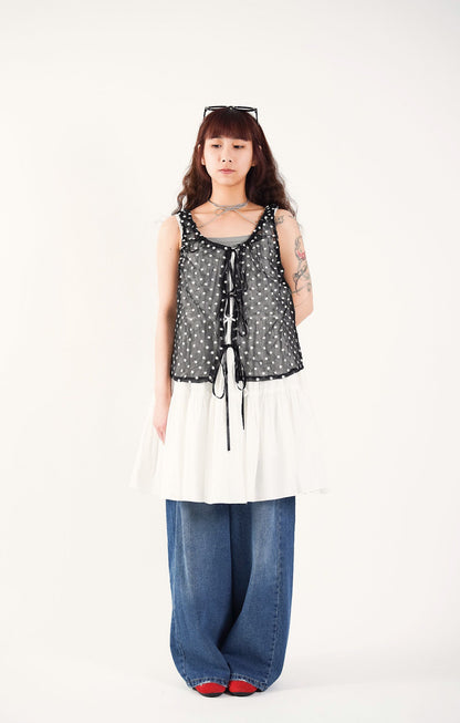 Floral Whisper Lace-Up Top