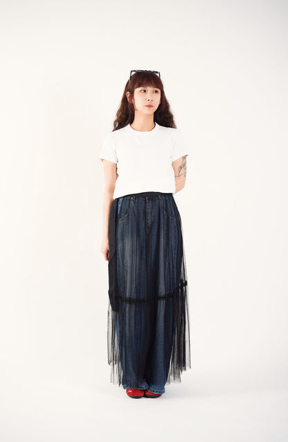 Black Sheer Tulle Wrap Skirt