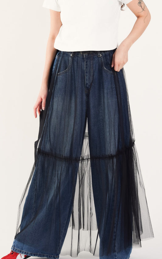 Black Sheer Tulle Wrap Skirt