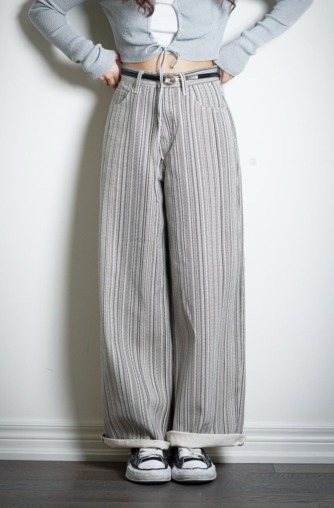 Striped Wide-Leg Trousers