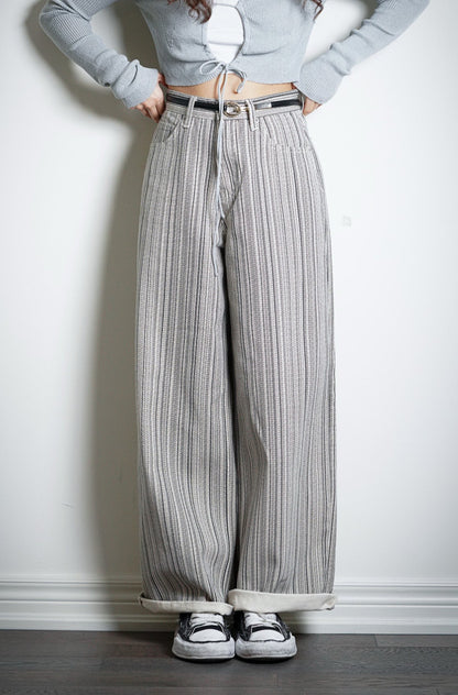 Striped Wide-Leg Trousers