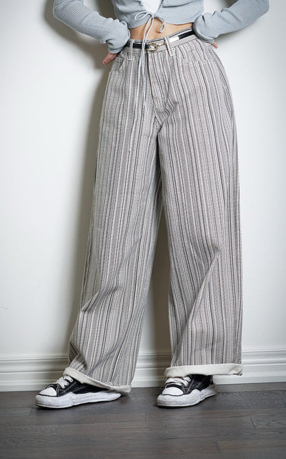 Striped Wide-Leg Trousers