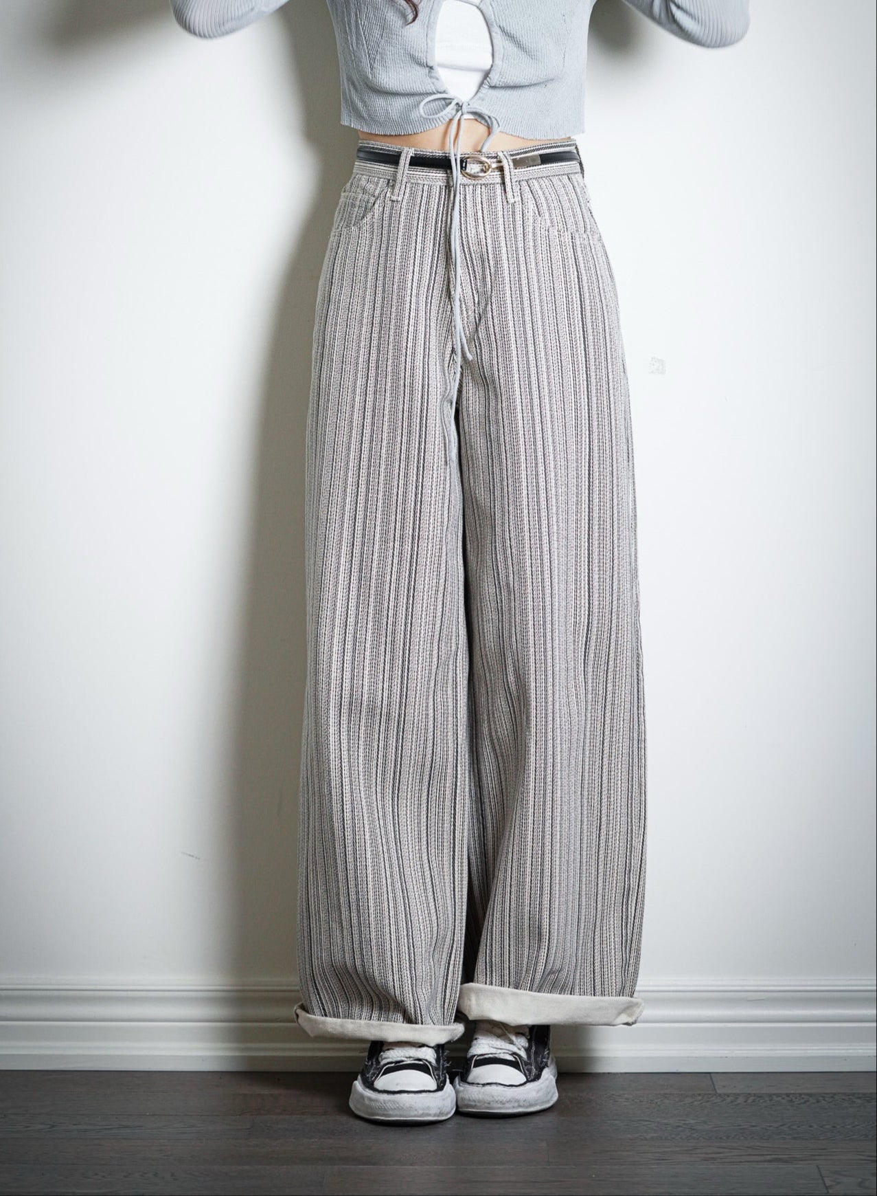Striped Wide-Leg Trousers