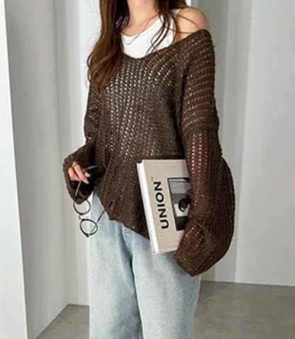 Mohair V-Neck Sheer Knitwear