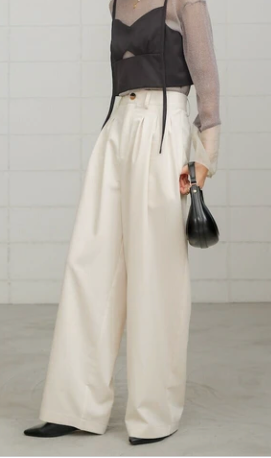 Front Pleated Wide Pants